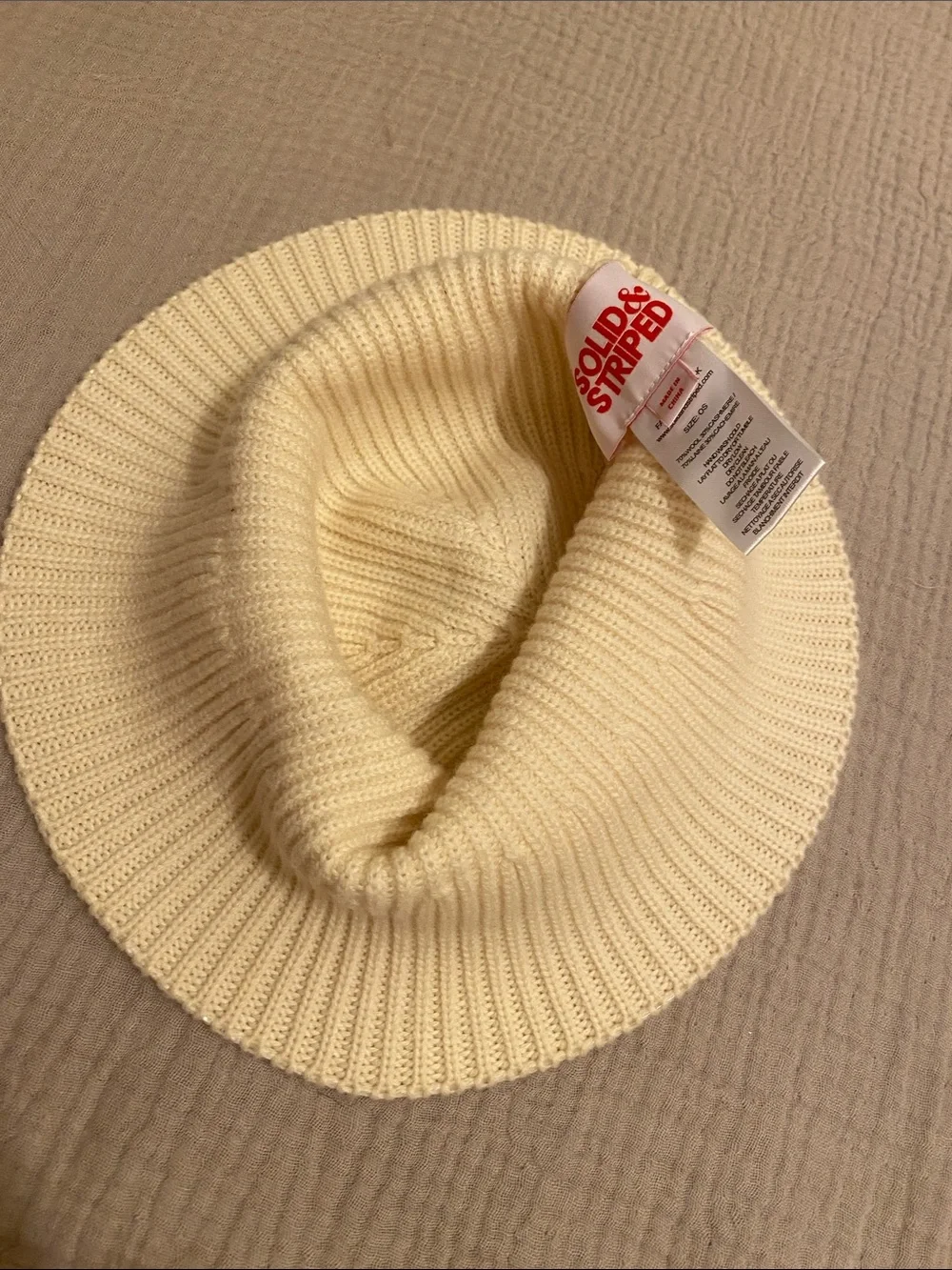 SOLID & STRIPED Wool / Cashmere Cream Knit Brimmed Bucket Hat